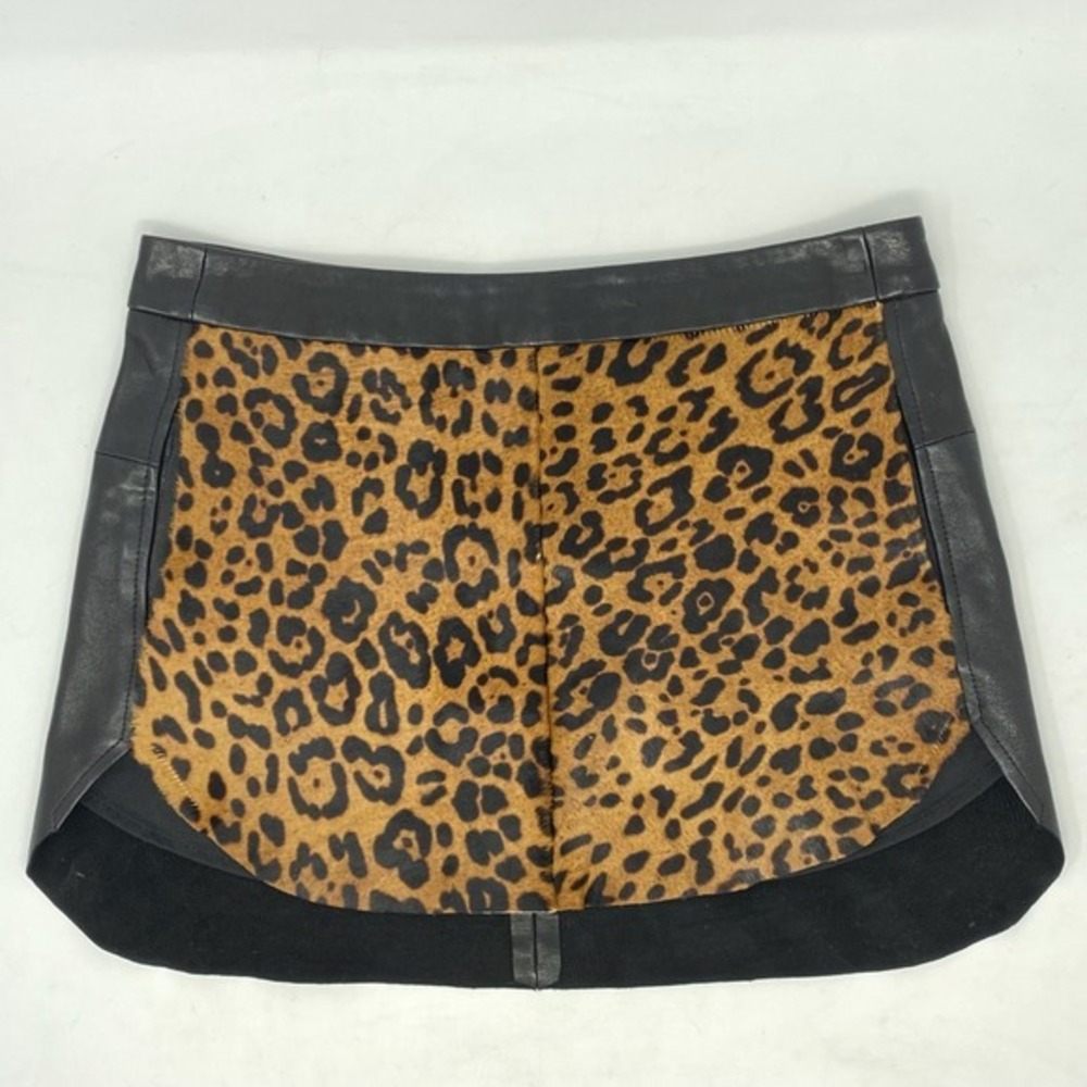 Mason Mini Skirt Womens 0 Lambskin Leather Calfhair‎ Leopard Print Baddie Mob